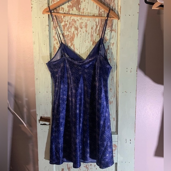 Women’s Adonna navy blue with white stars cami slip gown - Picture 2 of 5